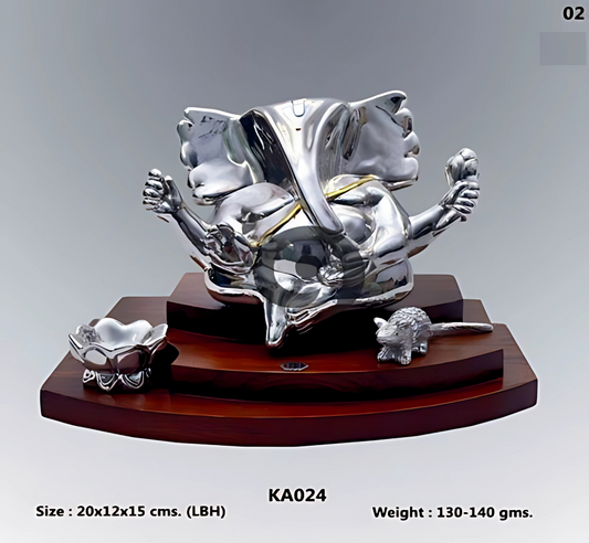 silver sculpture of Lord Ganesha