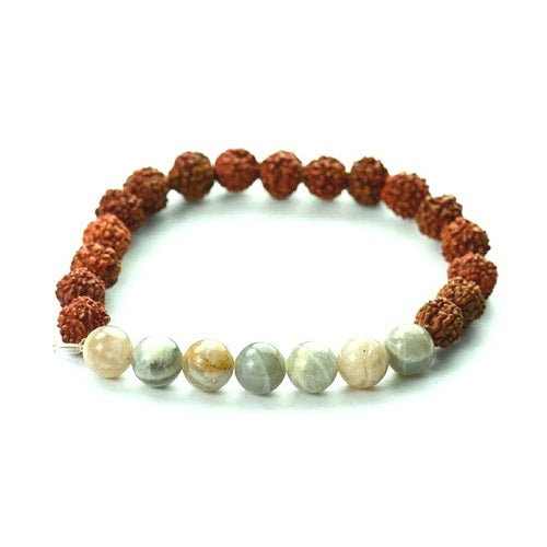 Rudraksha and Moonstone Bracelet