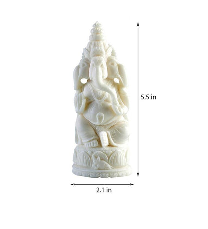 Dvija Ganapati Statue In White Rajasthani Marble