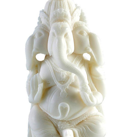 Dvija Ganapati Statue In White Rajasthani Marble