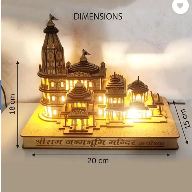 Shri Ram Mandir Ayodhya 3D Light Illuminated Model