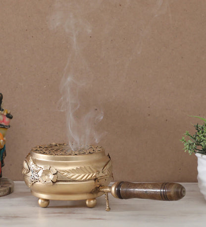 Lobandan Gold Brass Incense Holder