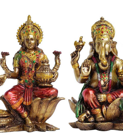 Multicolour Polyresin  Laxmi Ganesha