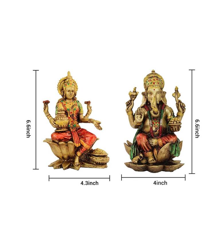 Multicolour Polyresin  Laxmi Ganesha