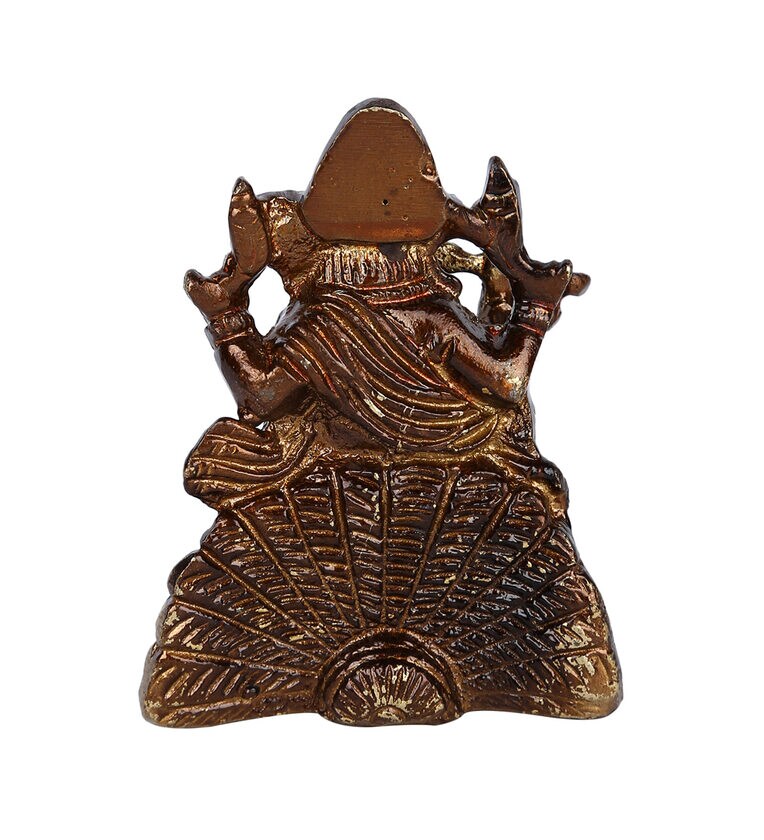 Small Ganesha Flute Brass Statue